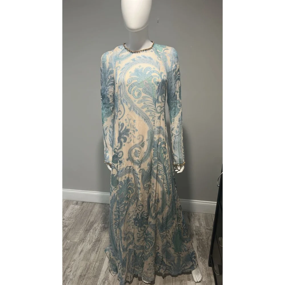 Zimmermann Illuminate Turquoise Paisley Long Sleeve Maxi Dress Size 8 (2) - Picture 11 of 16
